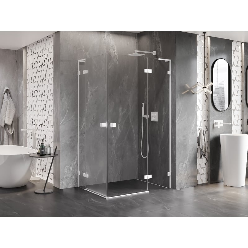 Mexen Lunar L Duo dušinurga parempoolne sissepääs 110 x 95 cm, läbipaistev, valge - 834L-110P-095L-20-00