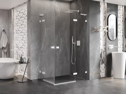 Mexen Lunar L Duo desna rotirajuća kabina za tuširanje 110 x 100 cm, prozirna, bijela - 834L-110P-100L-20-00