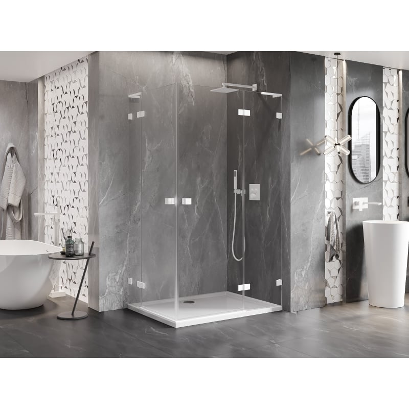 Mexen Lunar L Duo dušinurk parempoolne 115 x 80 cm, läbipaistev, valge - 834L-115P-080L-20-00