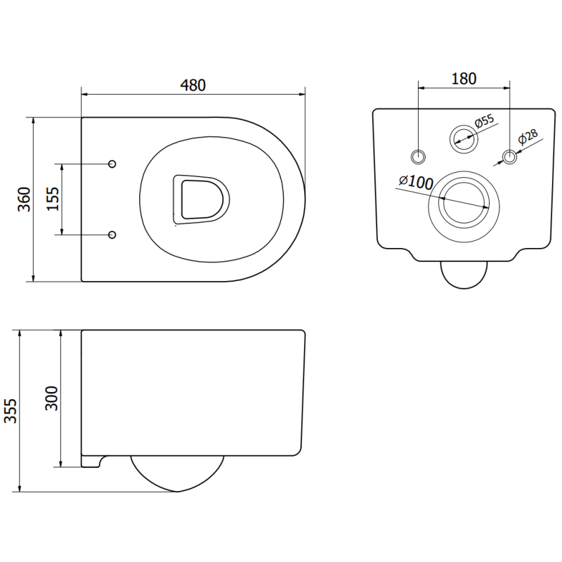 Mexen Sofia inbyggt WC-set Fenix Slim med WC-skål, svart matt - 6103354XX85