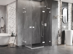Mexen Lunar L Duo desna tuš kabina 120 x 85 cm, prozirna, bijela - 834L-120P-085L-20-00