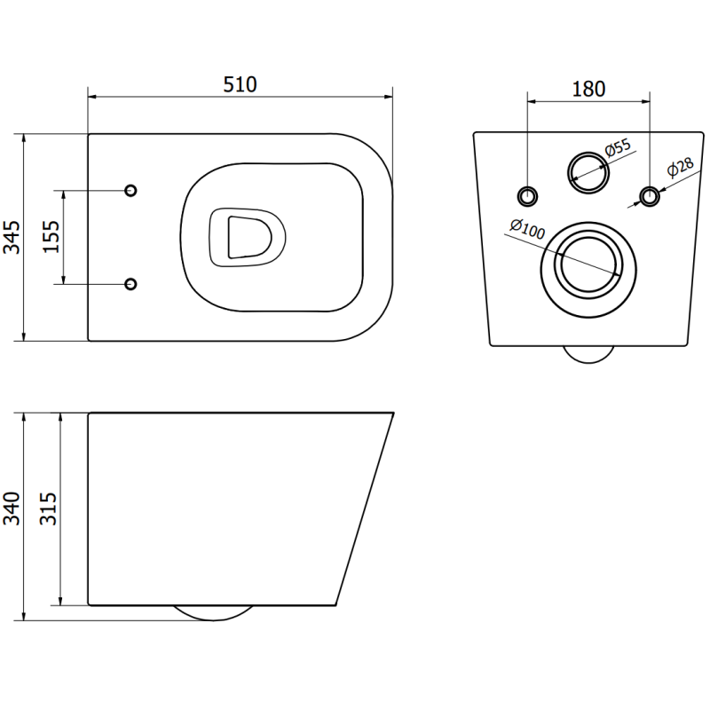 Mexen inbouwtoiletset WC frame Fenix Slim met WC kom Teo, wit glans - 6103385XX00