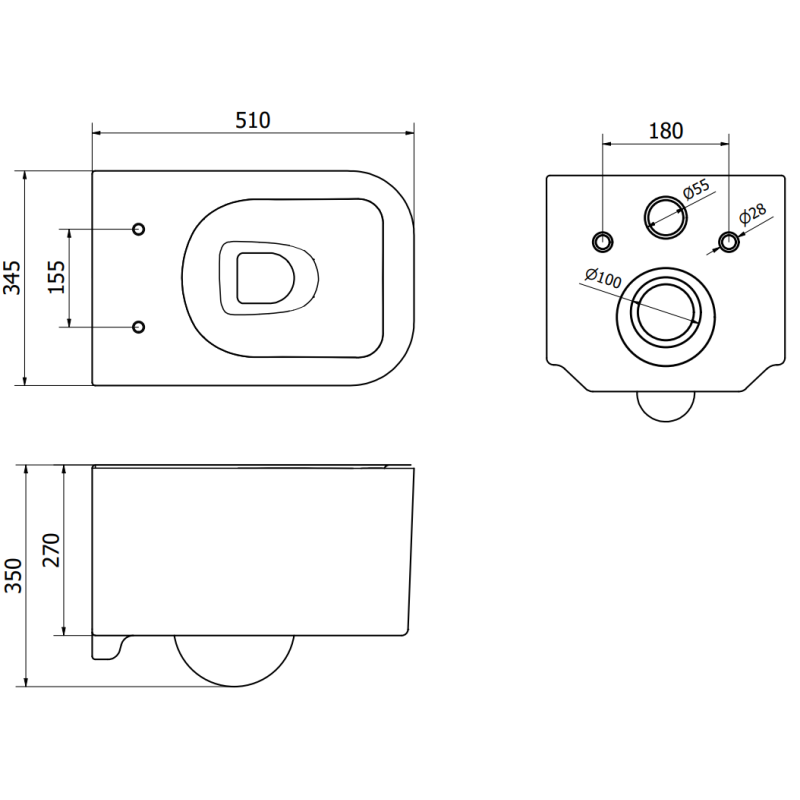 Mexen Slim Fenix concealed WC frame set with Elis WC bowl, white gloss - 6103391XX00