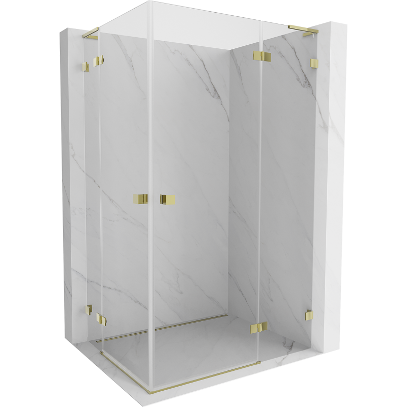 Mexen Lunar L Duo kabina prysznicowa uchylna prawa 95 x 90 cm, transparent, złota - 834L-095P-090L-50-00