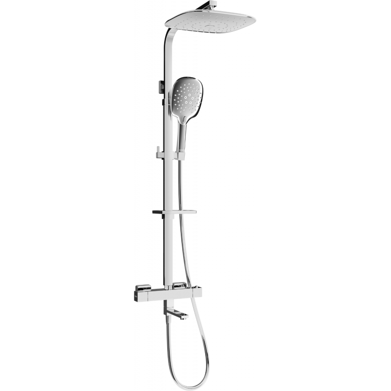 Mexen CQ22 conjunto de bañera y ducha con rociador y grifo termostático, cromo - 779102295-00