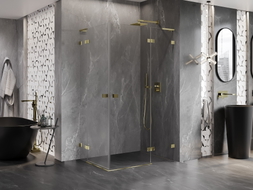 Mexen Lunar L Duo tuš kabina s desnim preklopom 120 x 70 cm, prozirna, zlatna - 834L-120P-070L-50-00