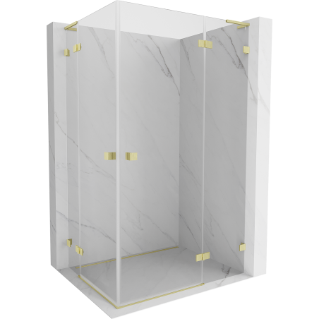 Mexen Lunar L Duo Shower Enclosure Right-Hinged 75 x 70 cm, Transparent, Brushed Gold - 834L-075P-070L-55-00