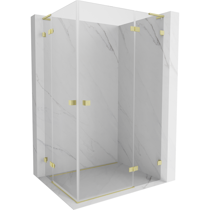 Mexen Lunar L Duo shower enclosure right-opening 90 x 85 cm, transparent, brushed gold - 834L-090P-085L-55-00