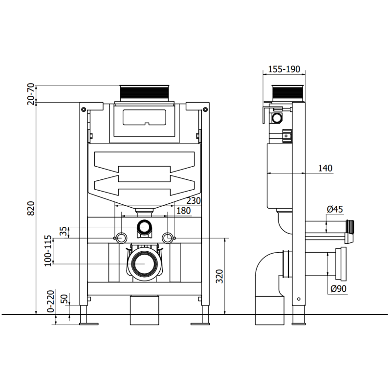 Mexen inbouwset WC frame Fenix XS-U met WC-pot Teo, wit glans - 6853385XX00