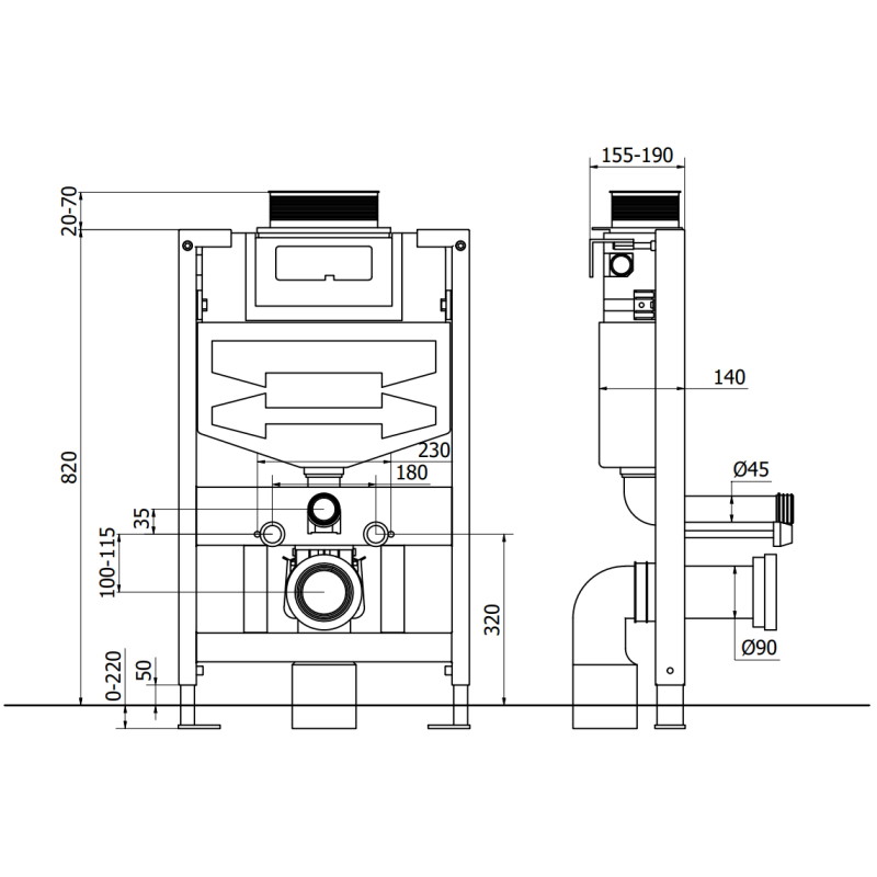 Mexen Elis inbouwtoiletsysteem WC Fenix XS-U met WC-pot, wit glans - 6853391XX00