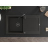 Mexen Leo Granitspüle 1-Becken mit Abtropffläche 900 x 500 mm, schwarz/goldener Metallic, schwarzer Siphon - 6501901010-75-B