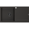 Mexen Leo fregadero de granito de 1 cubeta con escurridor 900 x 500 mm, negro/dorado metálico, sifón negro - 6501901010-75-B