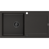 Mexen Leo Granitspüle 1-Becken mit Abtropffläche 900 x 500 mm, schwarz/goldener Metallic, schwarzer Siphon - 6501901010-75-B