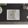 Mexen Enzo zlewozmywak granitowy 1-komorowy z ociekaczem 576 x 465 mm, biały, syfon złoty - 6506571005-20-G
