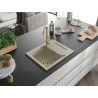 Mexen Enzo granitstenen spoelbak 1-kamerig met afdruiprek 576 x 465 mm, beige, gouden sifon - 6506571005-69-G