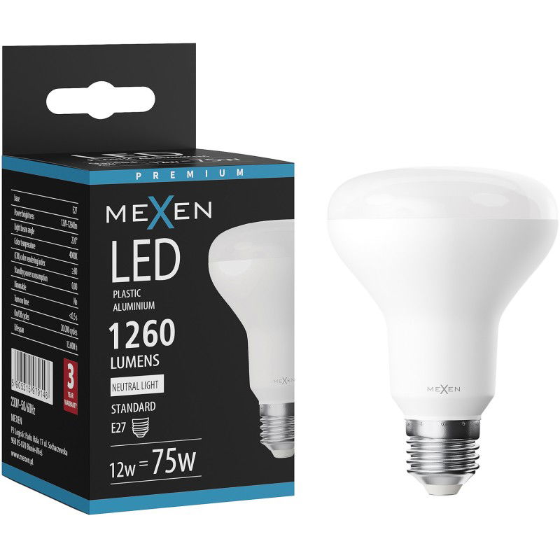 Mexen Nova LED-lamppu E27, R80, 12W, Neutraali - 4000K, 1260 lm - L105-E27-1240-01
