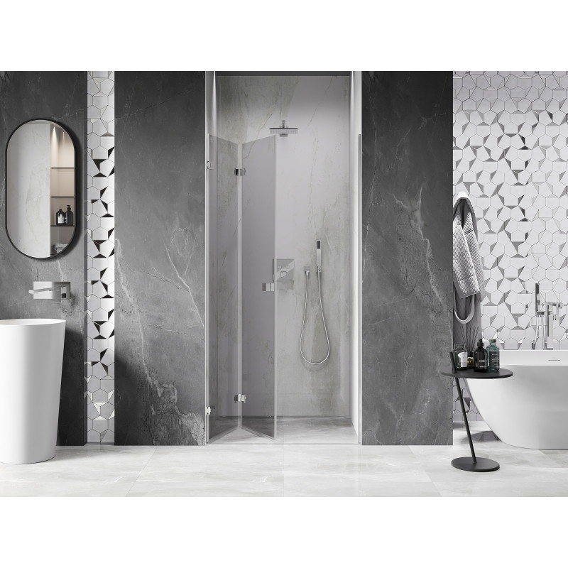 Mexen Lunar-F kokkupandavad dušiuksed vasak 55 cm, läbipaistev, kroom - 836-055-000-01-00-L
