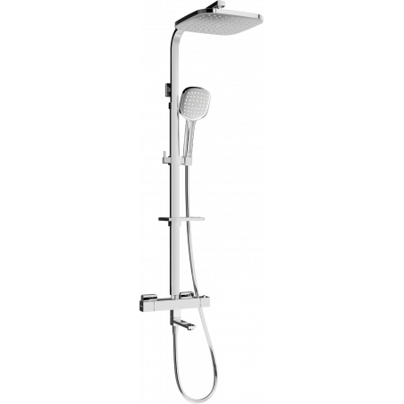 Mexen CQ33 bathtub-shower set with rain showerhead and thermostatic faucet, chrome - 779103395-00