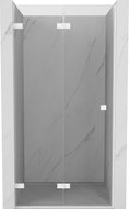 Mexen Lunar-F lijeva sklopiva tuš vrata 55 cm, prozirna, bijela - 836-055-000-20-00-L