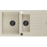 Mexen Matias Granitspüle 1,5-Becken mit Abtropffläche 900 x 505 mm, beige, schwarzer Siphon - 6502901505-69-B