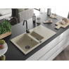 Mexen Matias lavello in granito 1,5 vasca con sgocciolatoio 900 x 505 mm, beige, sifone nero - 6502901505-69-B