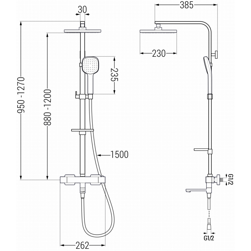Mexen CQ33 conjunto de banheira-chuveiro com chuveiro de teto e torneira termostática, branco/cromado - 779103395-21