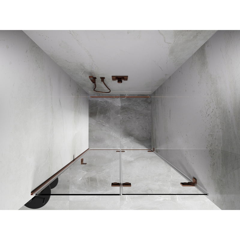 Mexen Lunar-F puerta de ducha plegable derecha 50 cm, transparente, cobre cepillado - 836-050-000-65-00-P