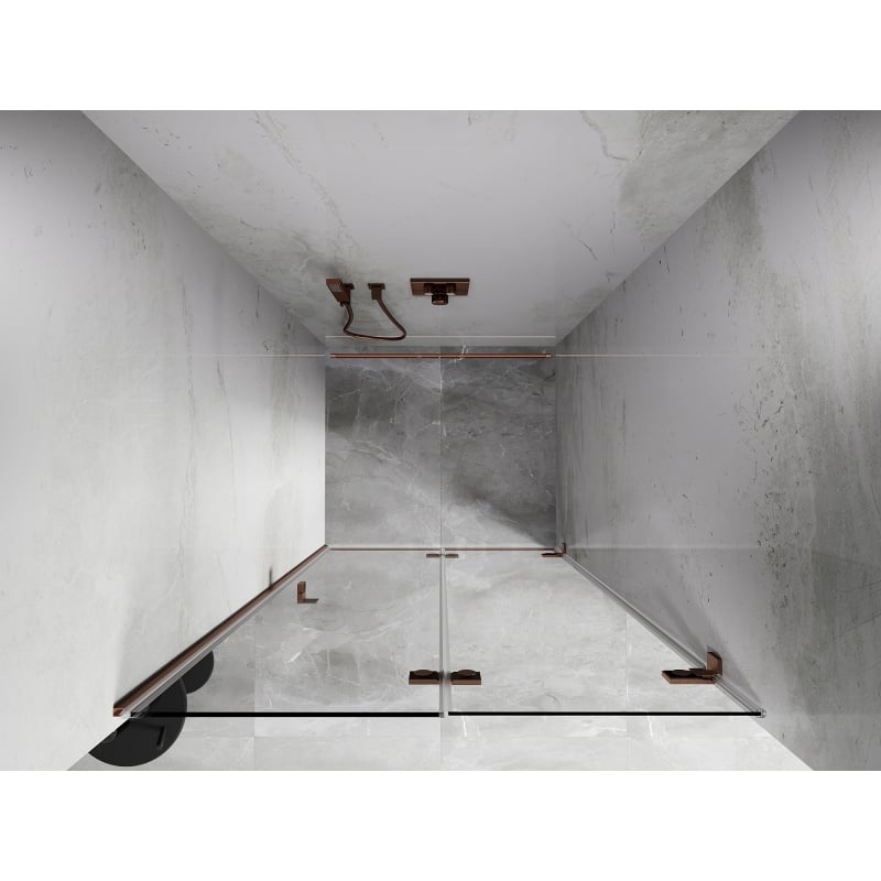 Mexen Lunar-F right folding shower door 50 cm, transparent, brushed copper - 836-050-000-65-00-P