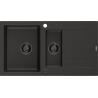 Mexen Matias lavello in granito 1,5 vasca con gocciolatoio 900 x 505 mm, nero/oro metallizzato, sifone nero - 6502901505-75-B