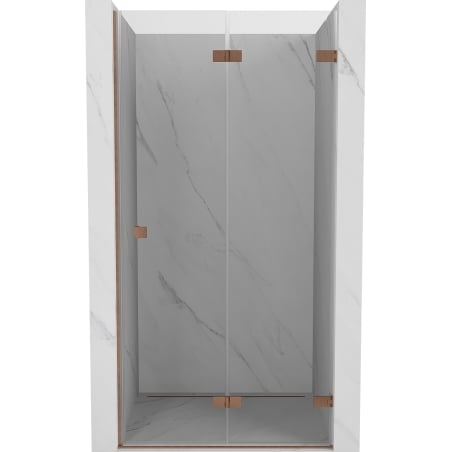 Mexen Lunar-F right folding shower door 50 cm, transparent, brushed copper - 836-050-000-65-00-P