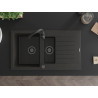 Mexen Matias évier en granit 1,5 bac avec égouttoir 900 x 505 mm, noir/or métallique, siphon noir - 6502901505-75-B