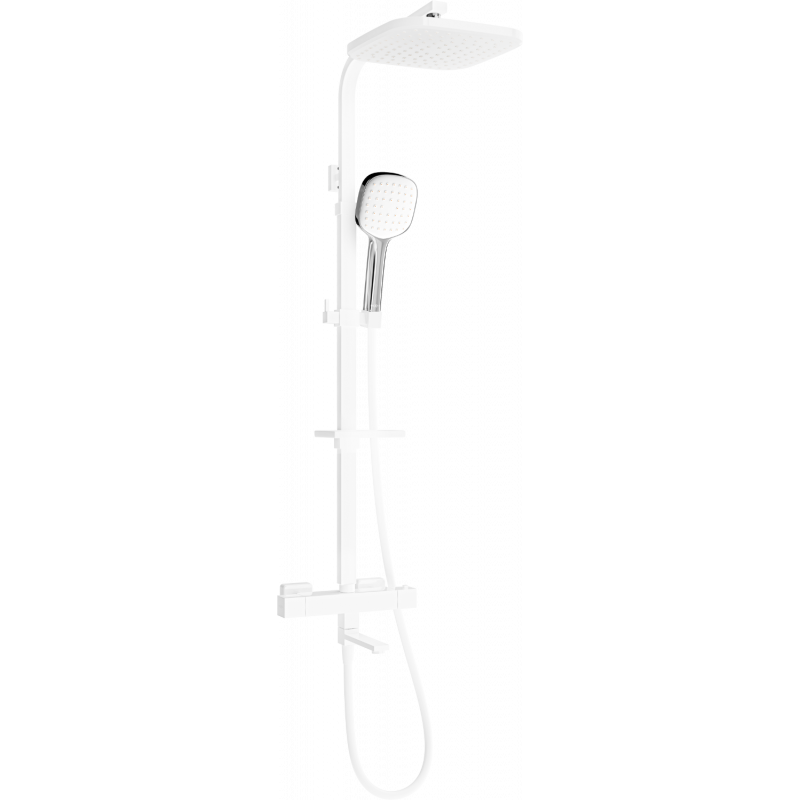 Mexen CQ33 bad- en doucheset met regendouche en thermostatische kraan, wit/chroom - 779103395-21