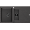 Mexen Matias évier en granit 1,5 bac avec égouttoir 900 x 505 mm, noir moucheté, siphon noir - 6502901505-76-B