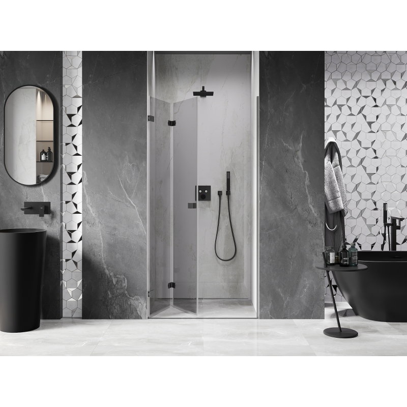 Mexen Lunar-F folding shower door left 55 cm, transparent, gun metal - 836-055-000-95-00-L