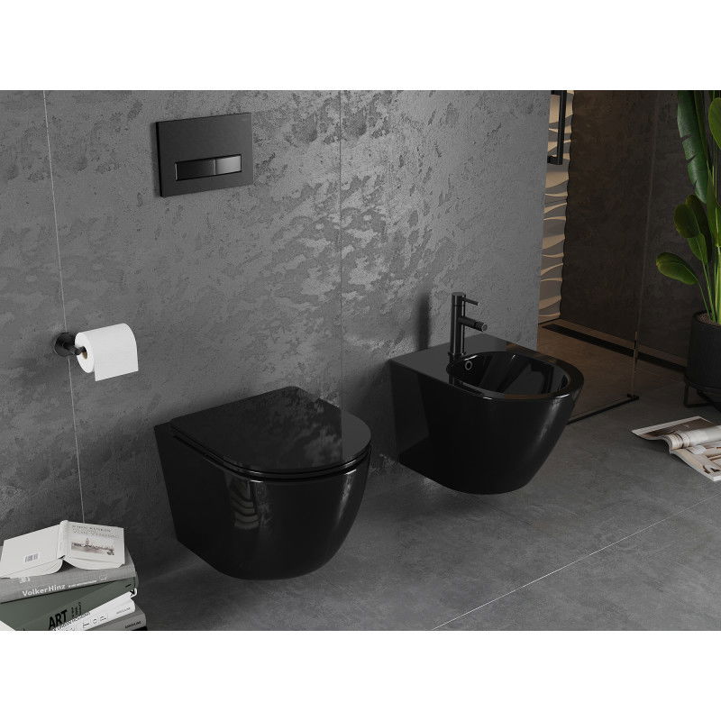 Mexen ensemble encastré bidet cadre Fenix B avec bidet Lena, noir brillant - 69935224870