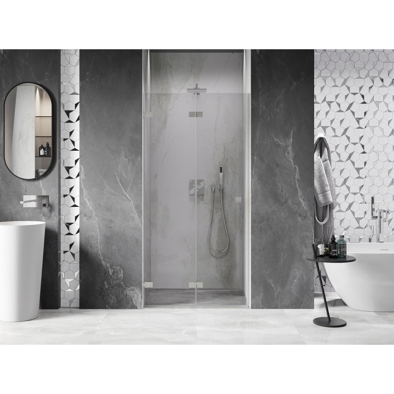 Mexen Lunar-F porte de douche pliante gauche 50 cm, transparent, nickel brossé - 836-050-000-97-00-L