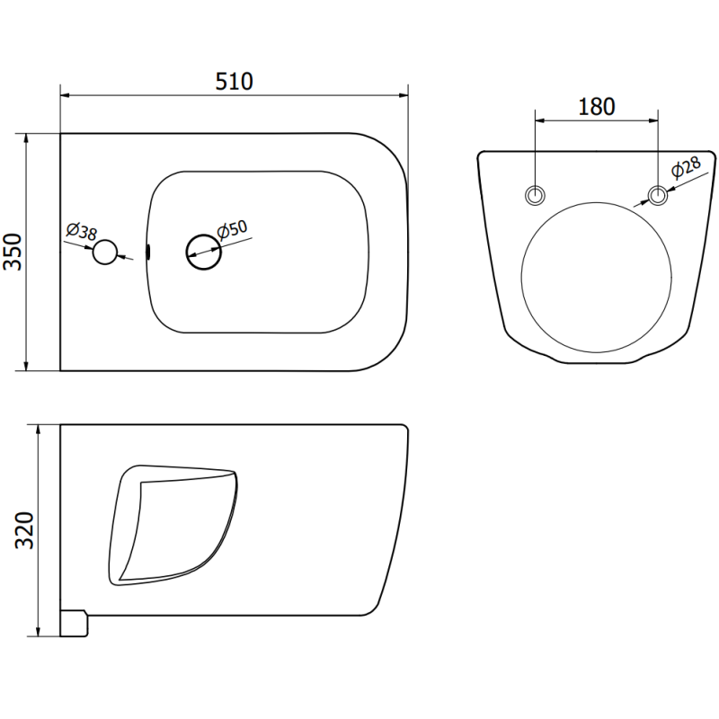 Mexen Margo inbouw bidetset Fenix B frame met bidet, wit - 69935425100