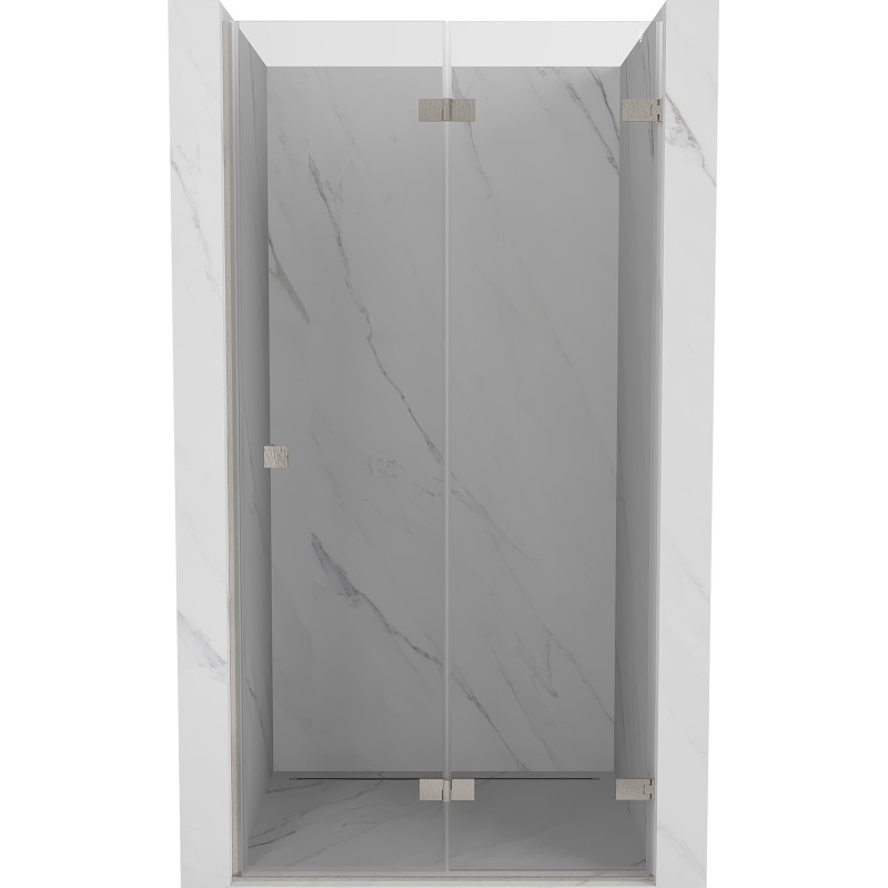Mexen Lunar-F kokkupandavad dušiuksed, parempoolsed, 55 cm, läbipaistev, harjatud nikliga - 836-055-000-97-00-P