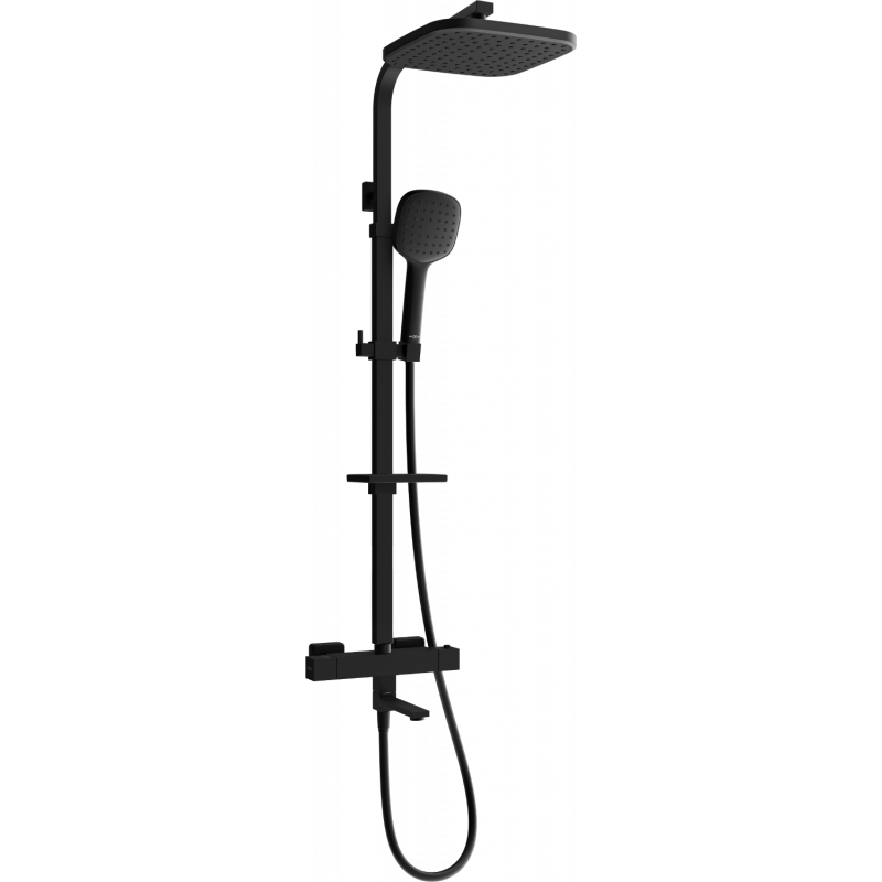 Mexen CQ33 ensemble baignoire-douche avec douche à effet pluie et robinet thermostatique, noir - 779103395-70