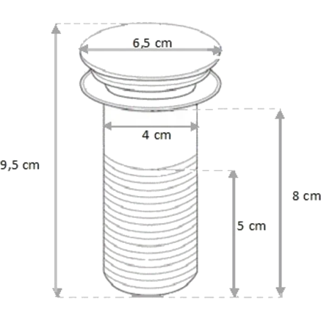 Mexen click-clack plug round, gray stone - 79910-65