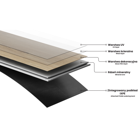 Mexen Worcester  paneles vinílicos espiga francesa 650 x 127 mm SPC 6,5 mm, base IPEX 1,5 mm, 4 V-Fuga, Roble - F1285