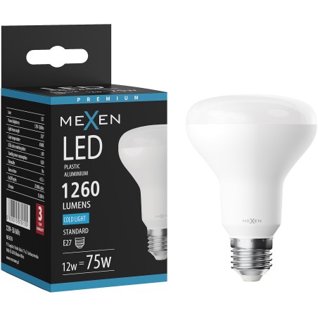 Mexen Nova Bombilla LED E27, R80, 12W, Fría - 6500K, 1260 lm - L105-E27-1265-01