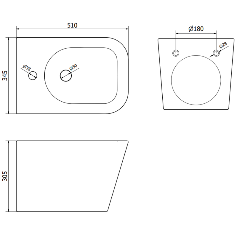 Mexen set incasso bidet telaio Fenix B con bidet Teo, nero opaco - 69935855185
