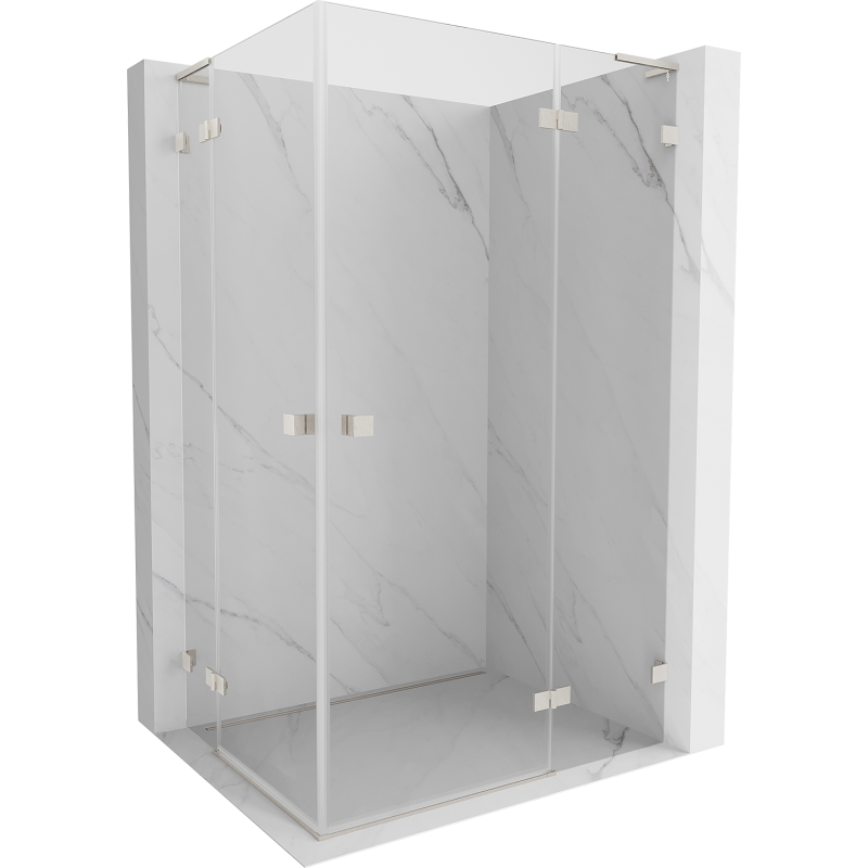 Mexen Lunar L Duo shower cabin, right swinging, 80 x 75 cm, transparent, brushed nickel - 834L-080P-075L-97-00