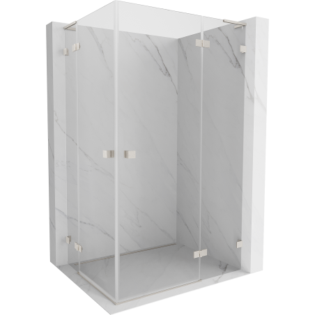 Mexen Lunar L Duo Duschkabine schwenkbar rechts 90 x 75 cm, transparent, gebürsteter Nickel - 834L-090P-075L-97-00