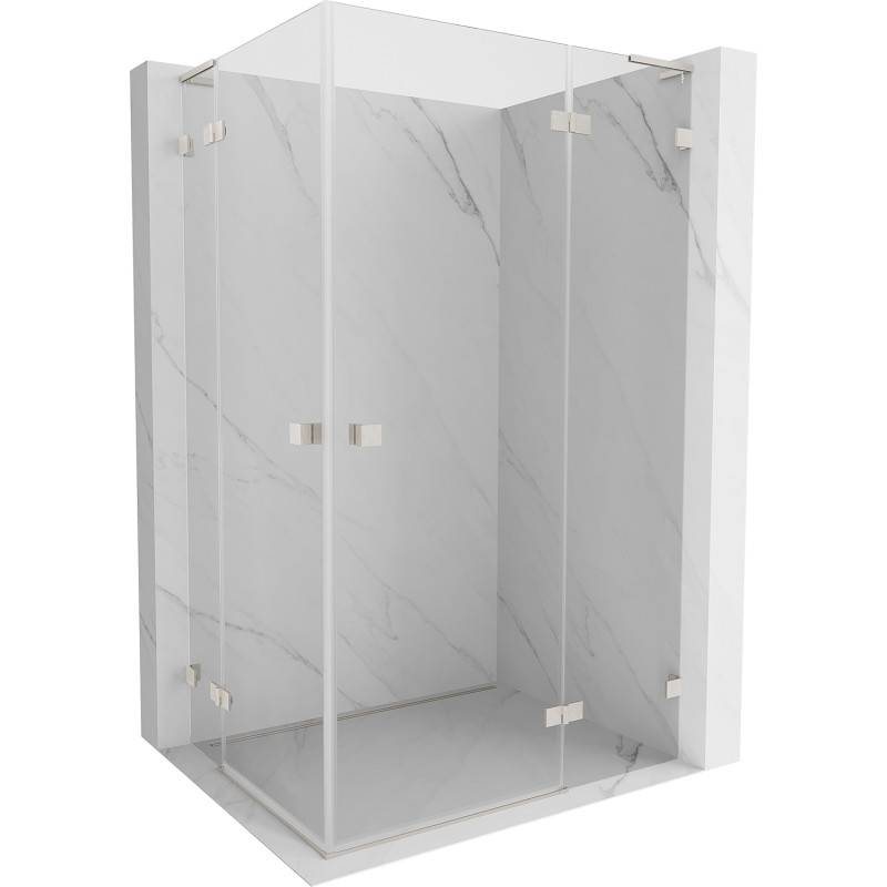 Mexen Lunar L Duo parema käega avatav dušikabiin 90 x 85 cm, läbipaistev, harjatud nikkel - 834L-090P-085L-97-00