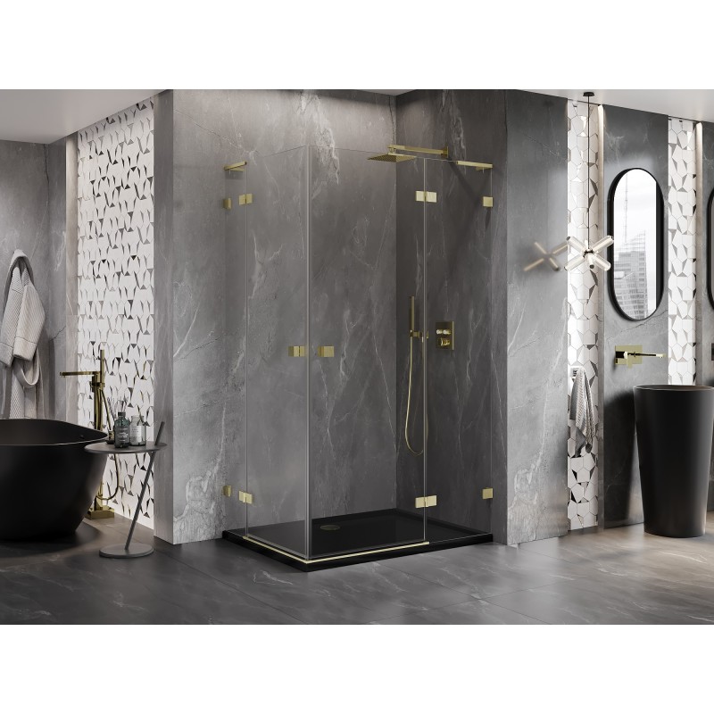 Mexen Lunar L Duo kabina prysznicowa uchylna prawa 105 x 85 cm, transparent, złota szczotkowana - 834L-105P-085L-55-00