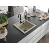 Mexen Vito granite sink 1-bowl 520 x 490 mm, beige, black siphon - 6503521000-69-B