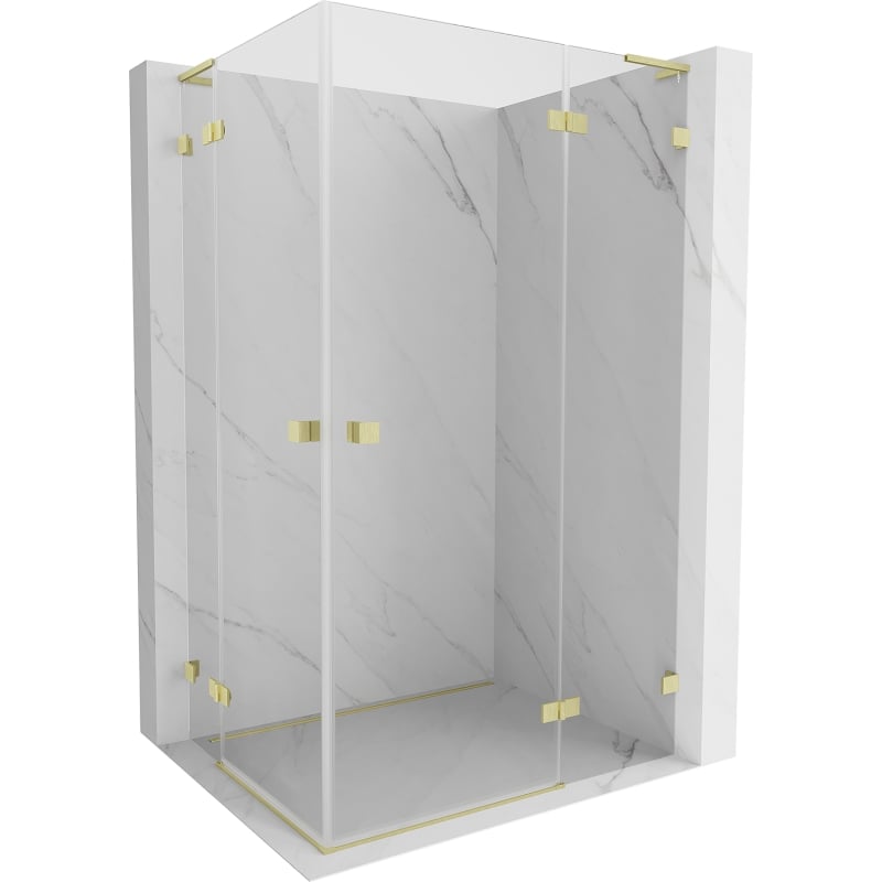 Mexen Lunar L Duo parema käega avaneb dušinurk 105 x 95 cm, läbipaistev, harjatud kuldne - 834L-105P-095L-55-00
