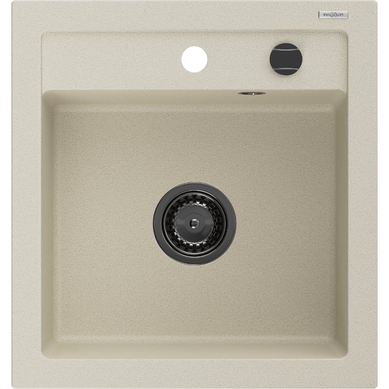 Mexen Vito granitni sudoper s jednom komorom 520 x 490 mm, bež, crni sifon - 6503521000-69-B